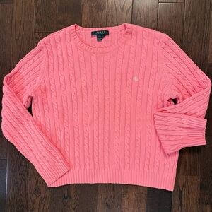 Ralph Lauren Pink Cotton Cable Knit Sweater
